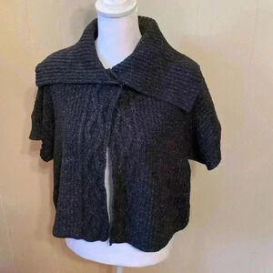 Michael Kors Gray Cropped, Short Sleeve, Cardigan in Size Large.